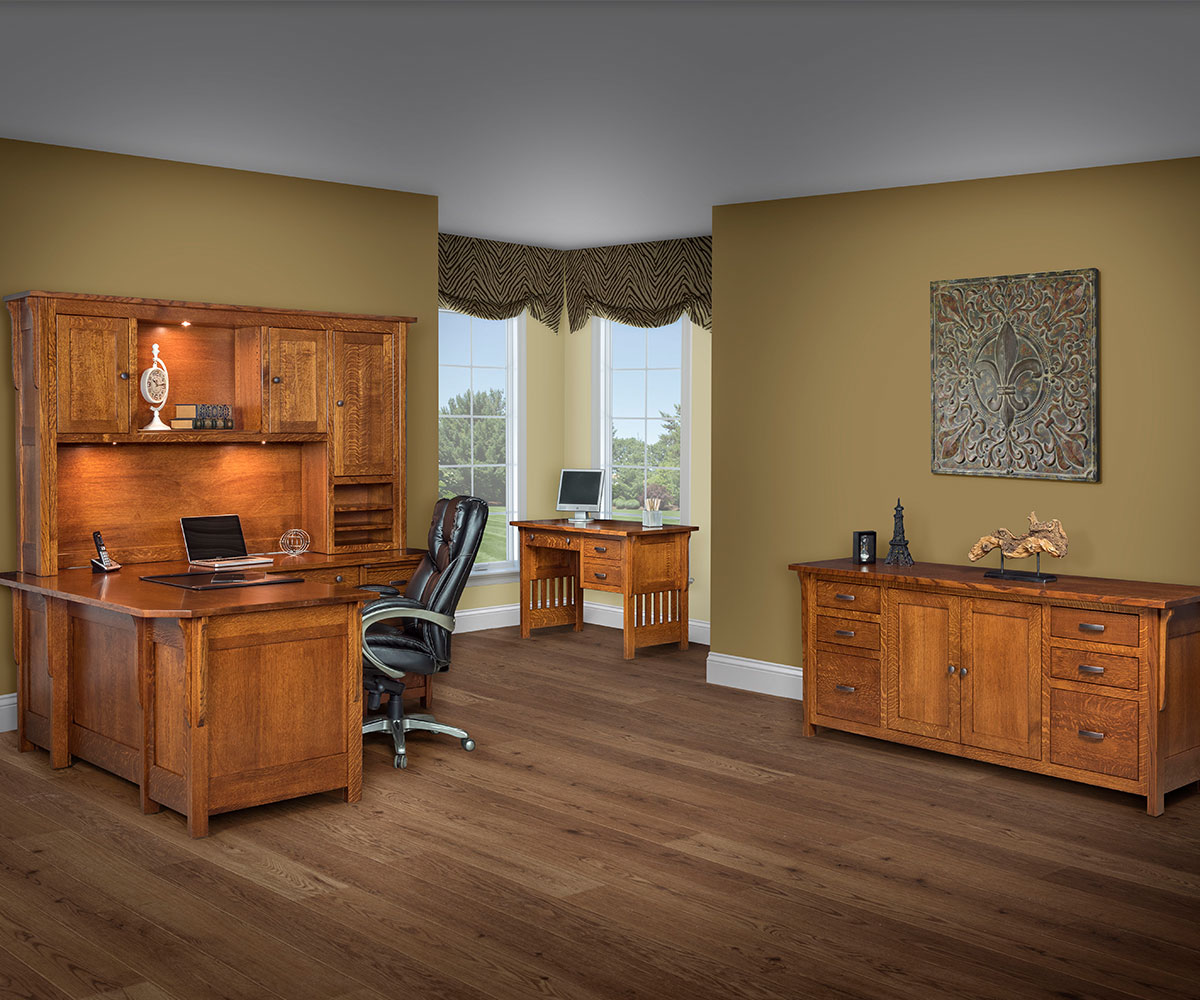 Boston Corner and Return Desk with Hutch - 48"W - Image 3